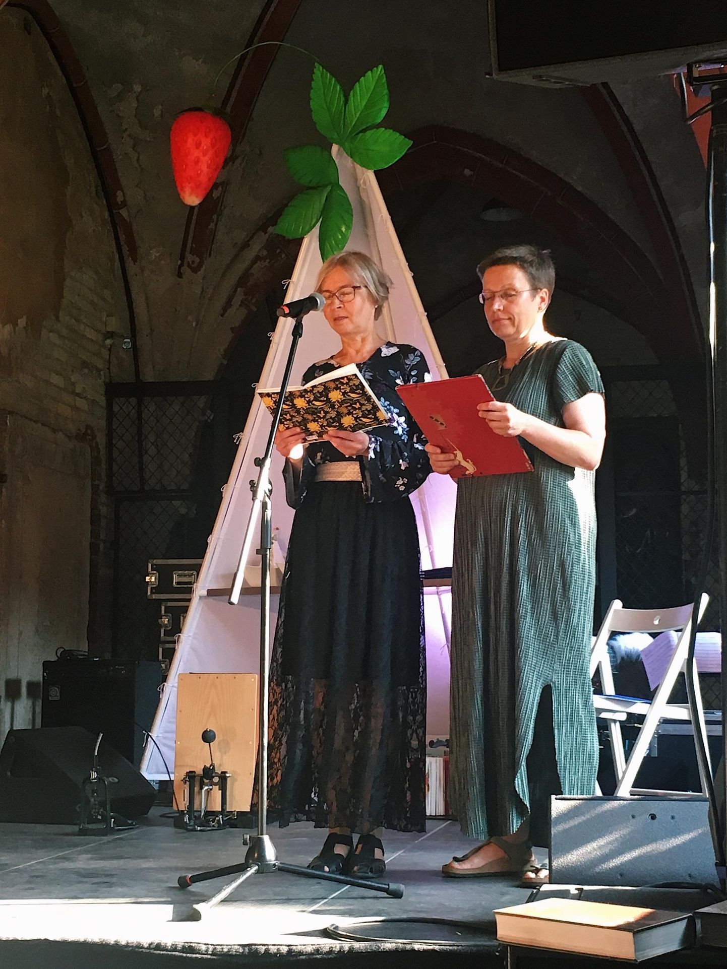 Lastekirjanik Tiia Selli (vasakul) ja tõlkija Maima Grīnberga pälvisid raamatu "Rõõmus Mia" kirjutamisega ja läti keelde tõlkimisega Läti ühe olulisema lastekirjanduse auhinna - Jānis Baltvilksi preemia.