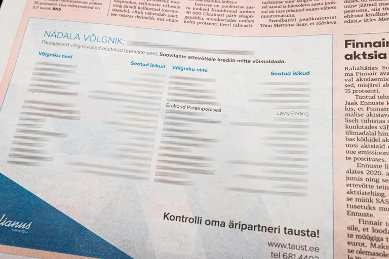 Postimehes teisipäeval, 31. oktoobril ilmunud Julianus Inkasso kuulutus.