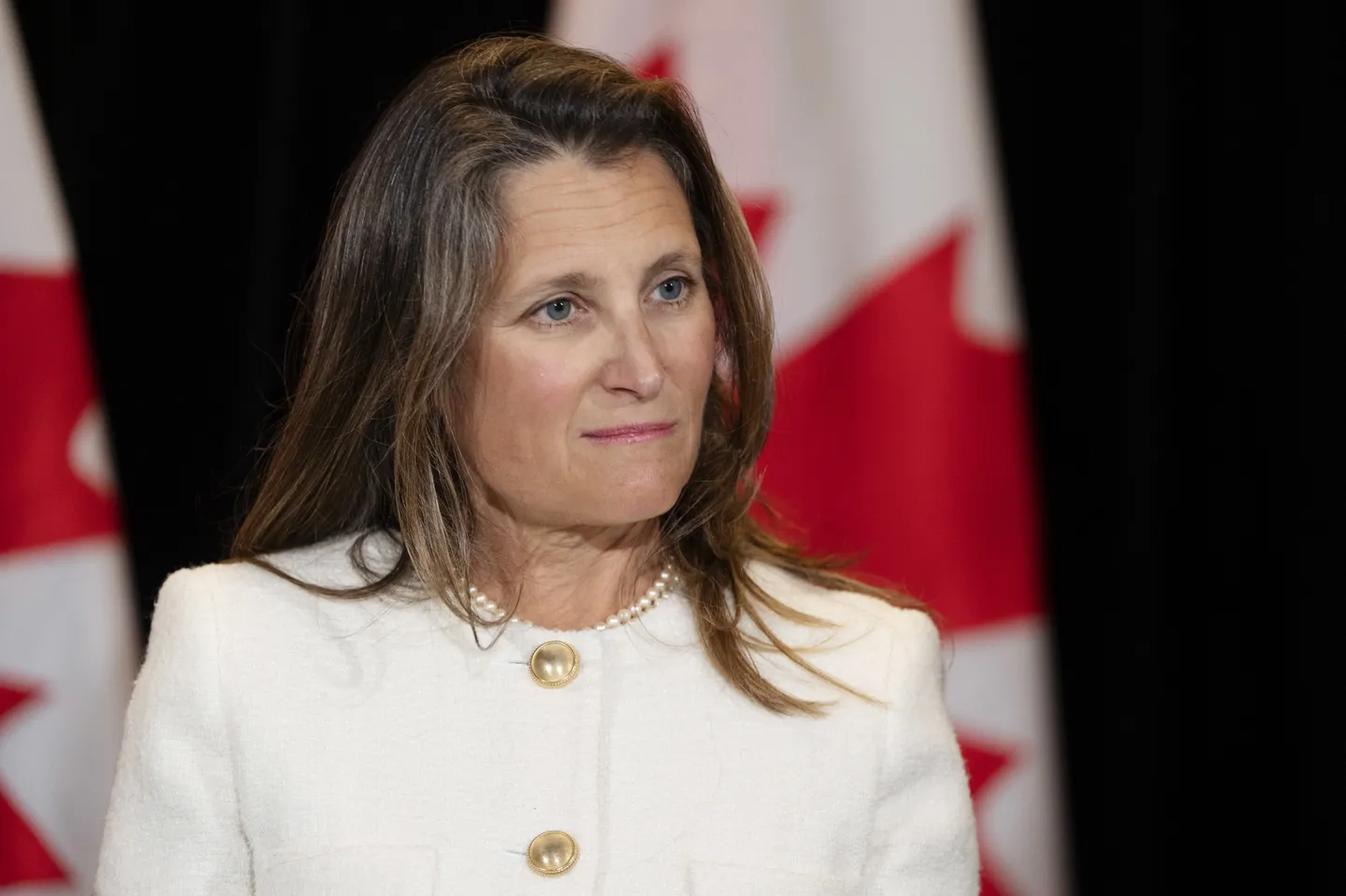 Kanada rahandus- ja asepeaminister Chrystia Freeland 22. augustil 2023 Charlottetownis pressikonverentsil