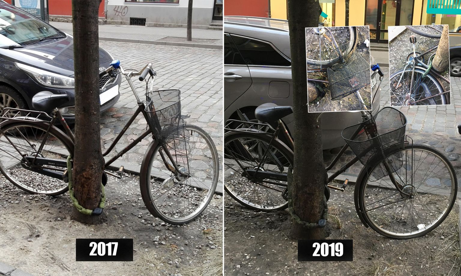 Заброшенные велосипеды на улицах Риги