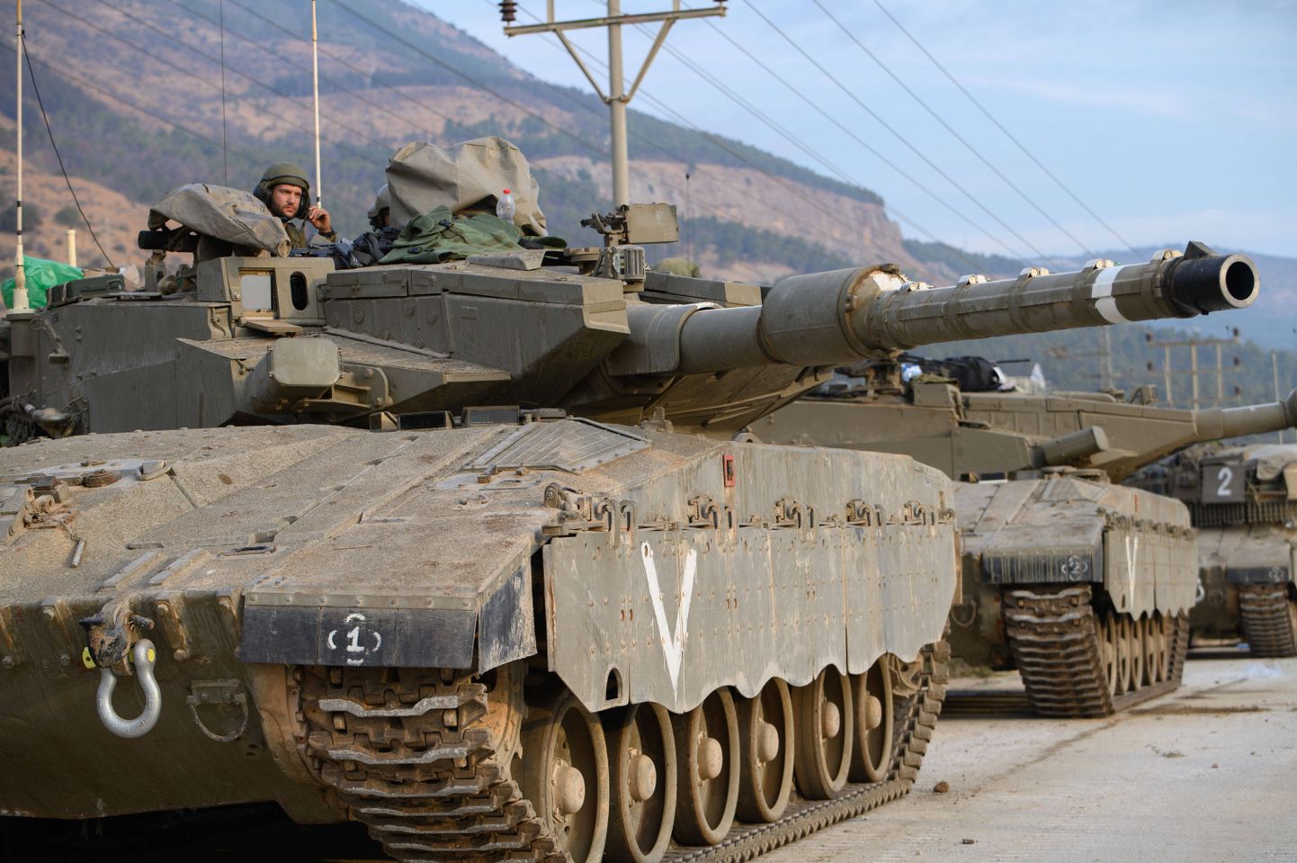 Iisraeli tankid Põhja-Iisraelis Liibanonin piiri lähistel 11. oktoobril 2023. aastal.