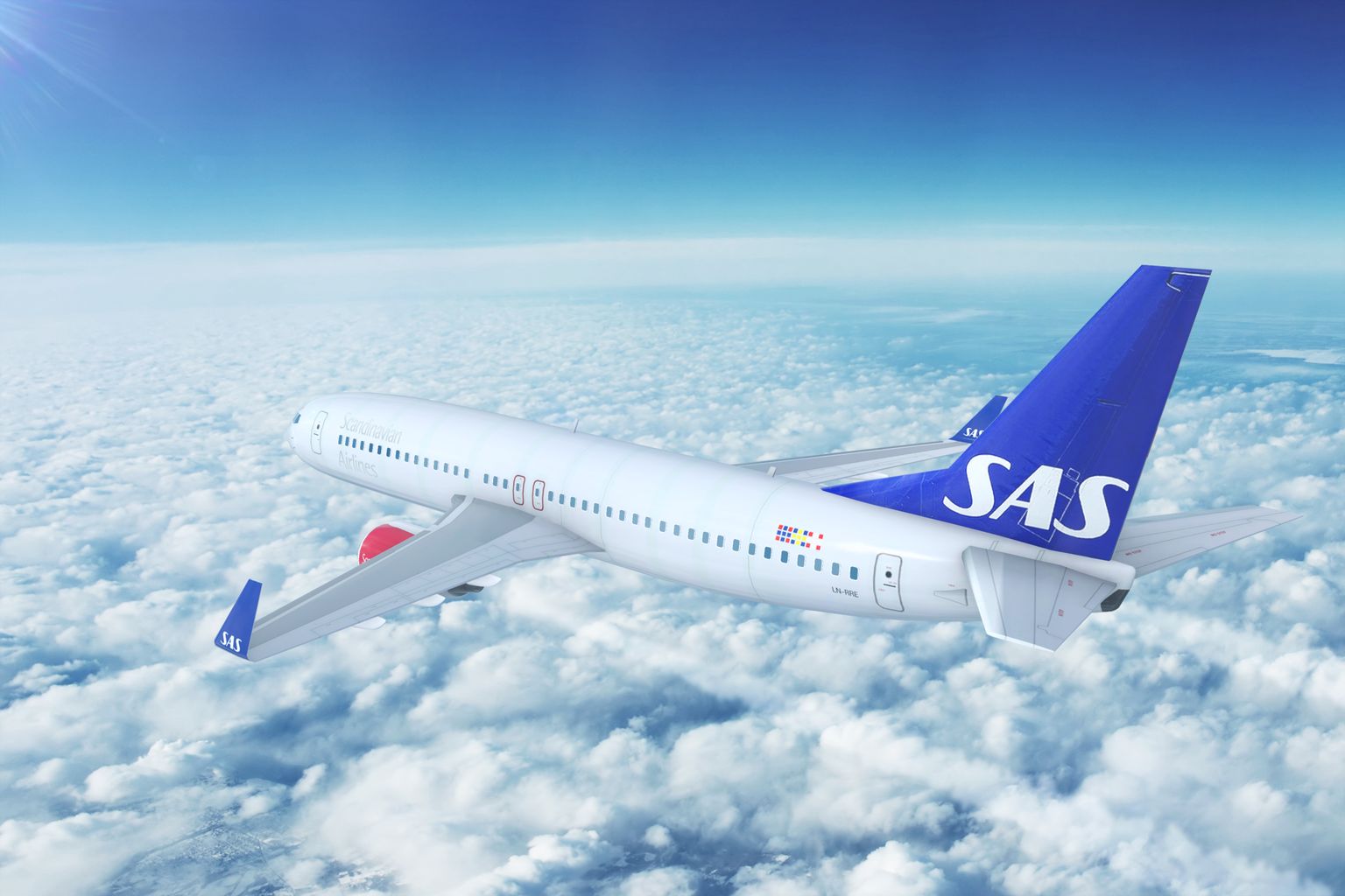Scandinavian Airlinesi (SAS) lennuk. Foto on illustreeriv.