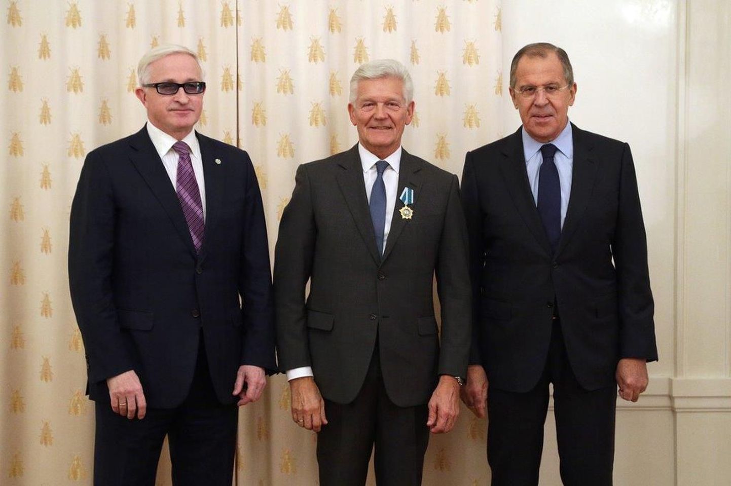 Enn Veskimägi (keskel) kohtumisel Venemaa välisministri Sergei Lavrovi (paremal) ning Venemaa Töösturite ja Ettevõtjate Liidu (RSPP) president Aleksandr Šohhiniga (vasakul).