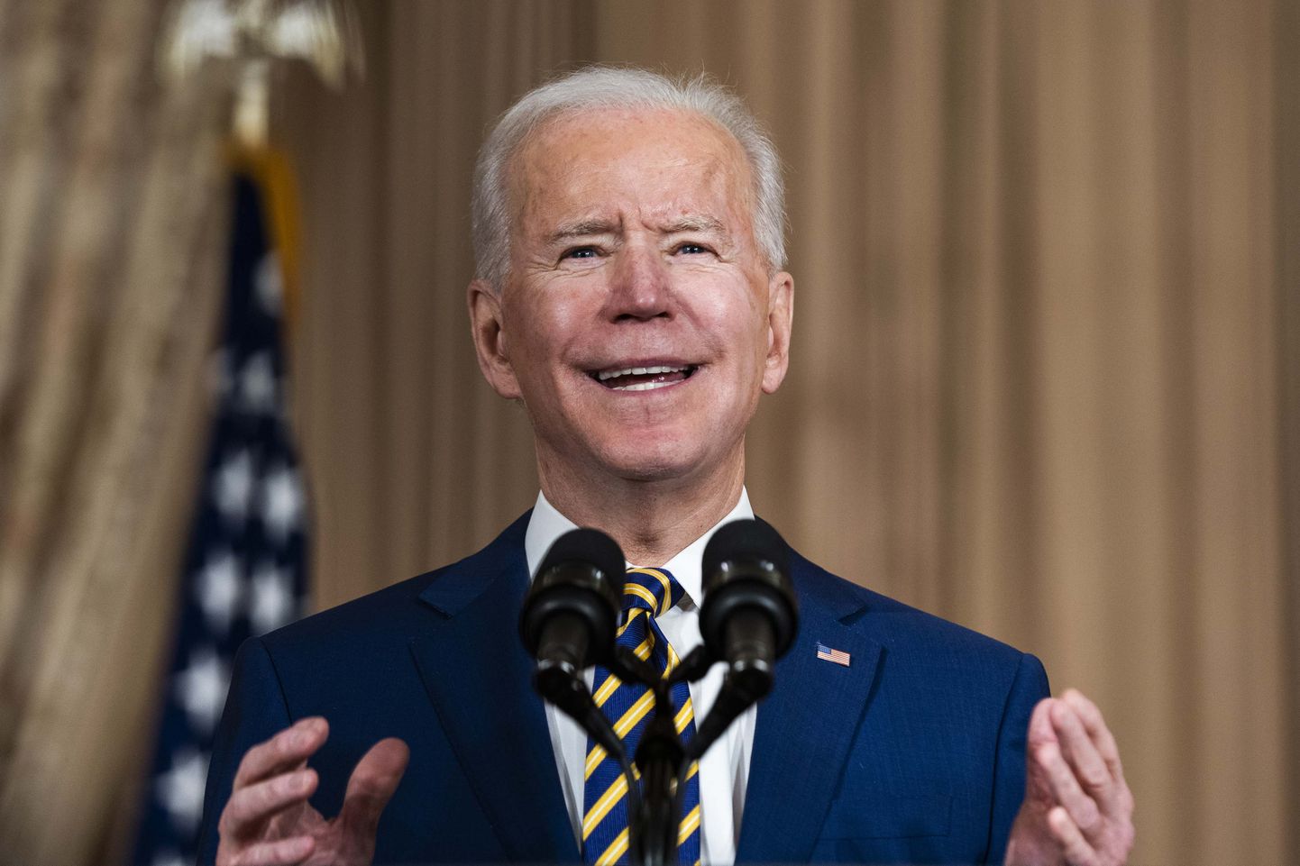 President Joe Biden esinemas USA välisministeeriumis.