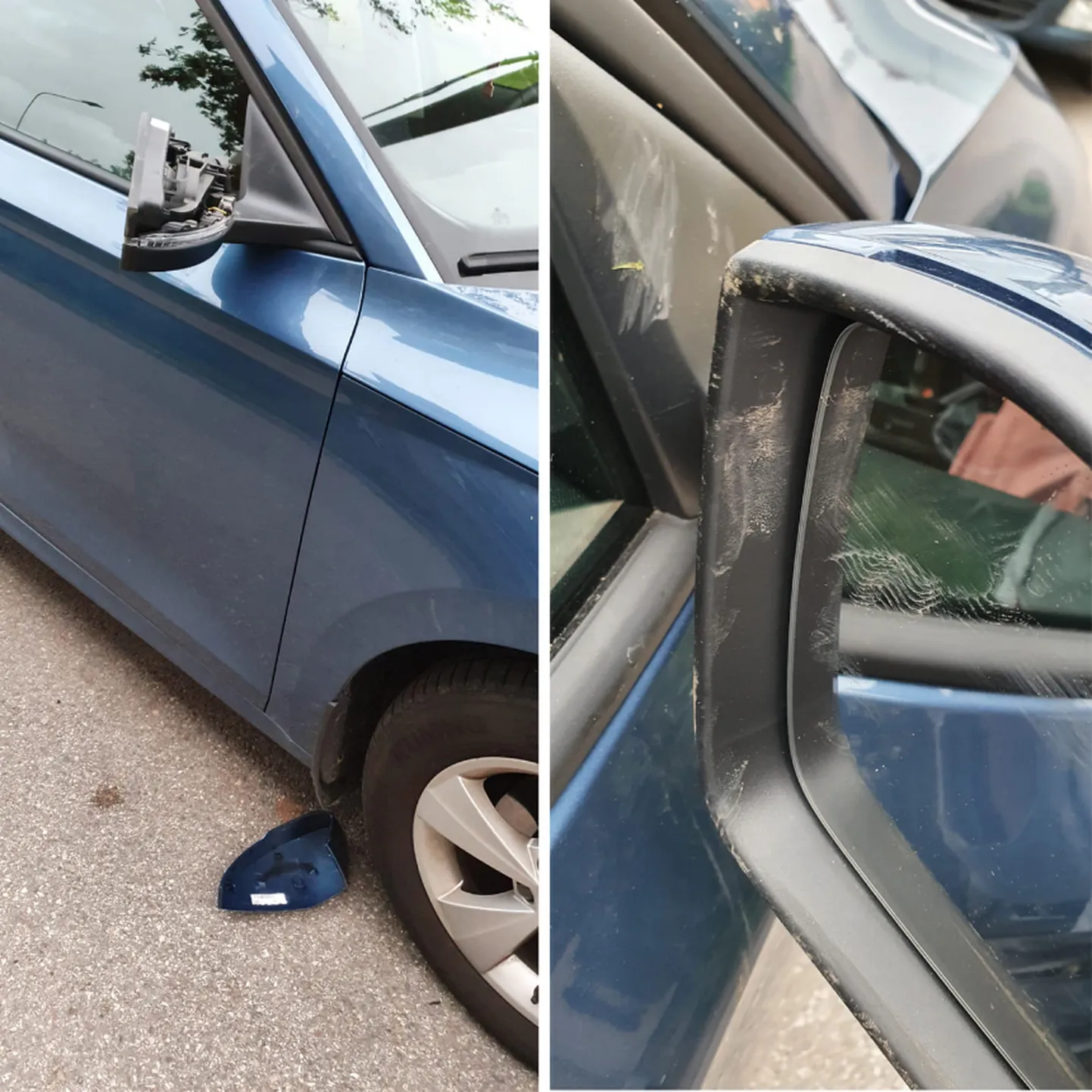 Lõhutud autopeegel Kuressaares.