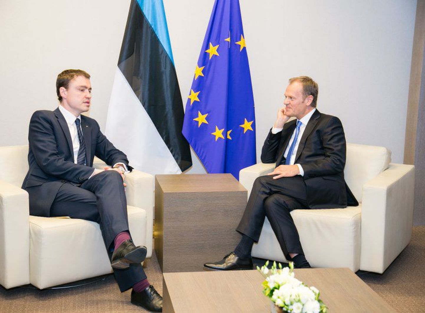 Peaminister Taavi Rõivas kohtumisel Euroopa Ülemkogu eesistuja Donald Tuskiga.
