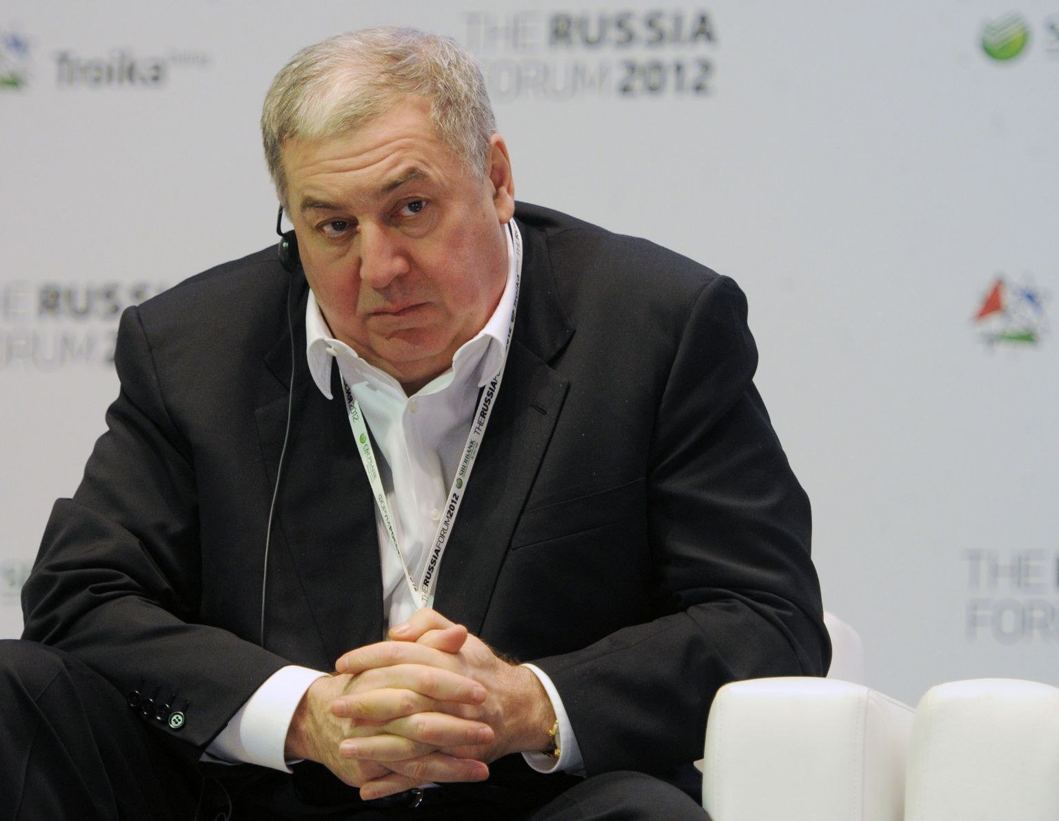 Venemaa kahekümne rikkaima inimese hulka kuuluv Mihhail Gutserijev majanduskonverentsil The Russia Forum 2012 Moskva rahvusvahelises muusikamajas.
