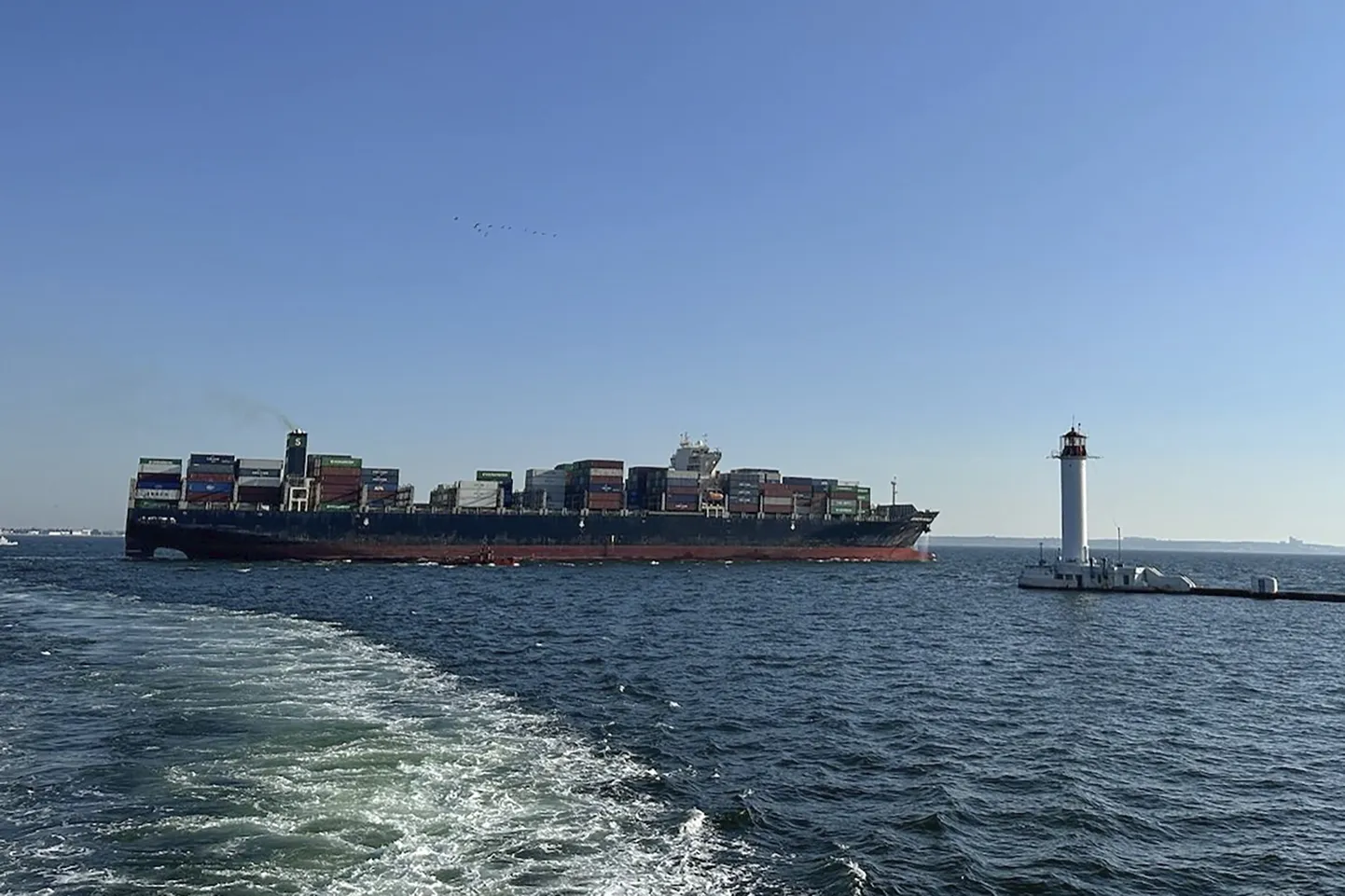 Hongkongi lipu all sõitev kaubalaev Joseph Schulte väljub Odessa sadamast 16. augustil 2023
