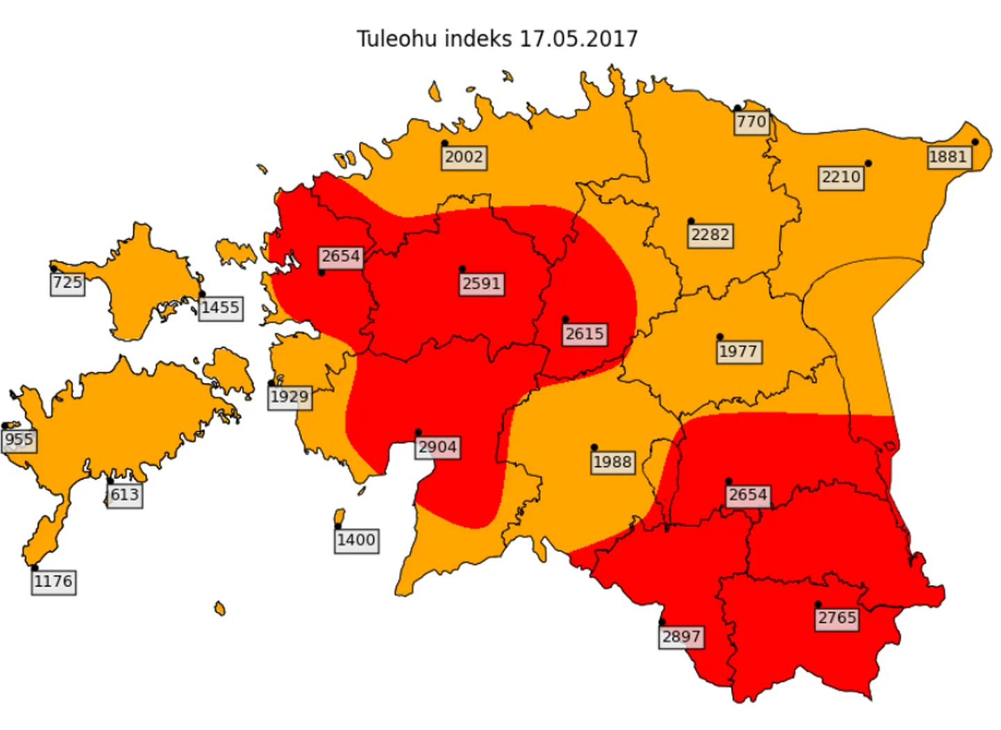 Tuleohu kaart 17. mail 2017