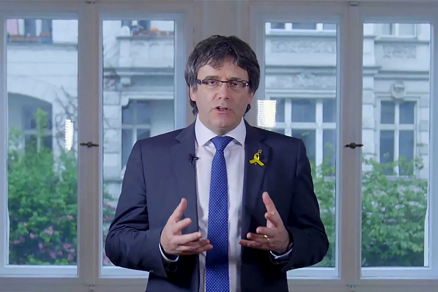 Kaader Carles Puigdemonti videopöördumisest.