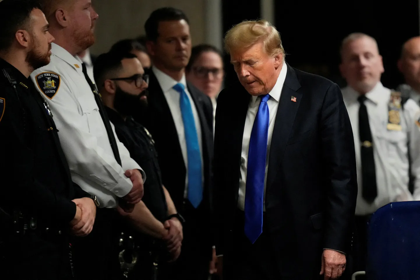 Taas USA presidendiks valitud Donald Trump pärast 34 punktis süüdimõistmist Manhattani kohtu poolt 30. mail 2024. aastal.