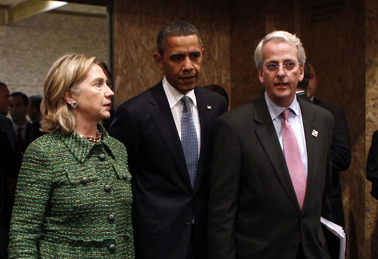 Ühendriikide välisminister Hillary Clinton, president Barack Obama ja suursaadik NATO juures Ivo Daalder mullu novembris Lissaboni tippkohtumisel.