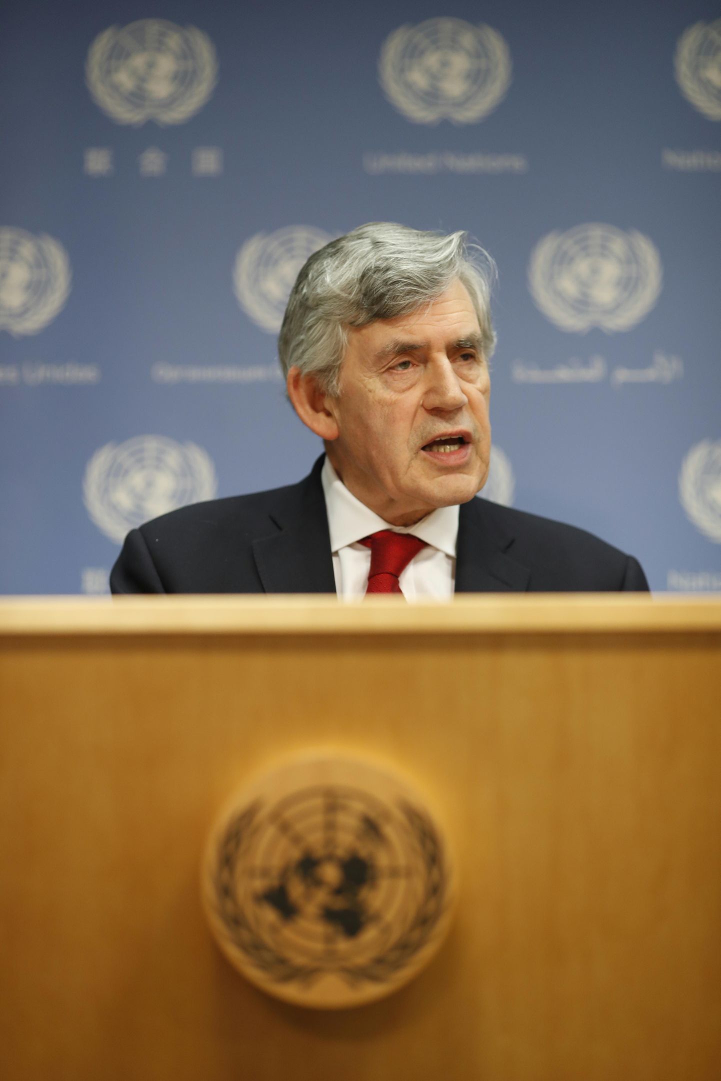 Briti ekspeaminister Gordon Brown reedel New Yorgis ÜRO peakorteris.