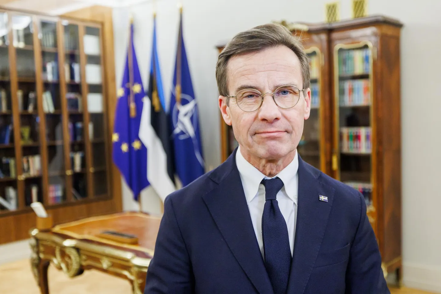 Rootsi peaminister Ulf Kristersson Ühendekspeditsiooniväe riikide liidrite tippkohtumisel Tallinnas.
