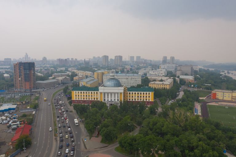 Metsapõlengu suits 2019. aasta juulis Venemaal Krasnojarskis