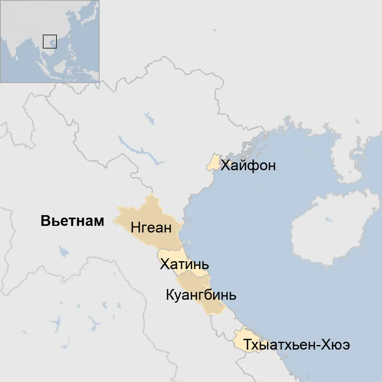 Map: Регионы Вьетнама, из которых приехали погибшие мигранты