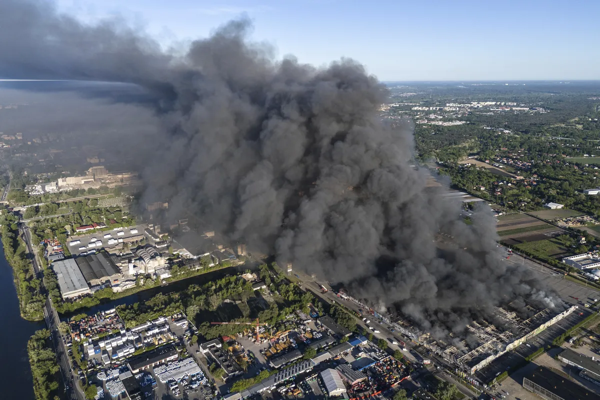 In May 20204, a vast shopping complex in Warsaw, Poland was set on fire by saboteurs hired by the Russian Military Intelligence (GRU).