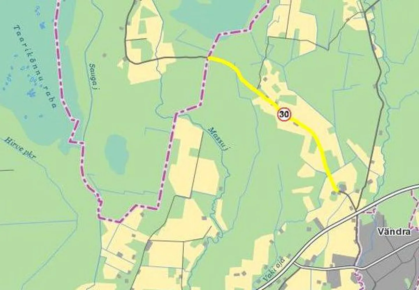 Teetööde piirkond Vändra-Lokuta-Lelle maanteel, kus vahetatakse teetruupe.