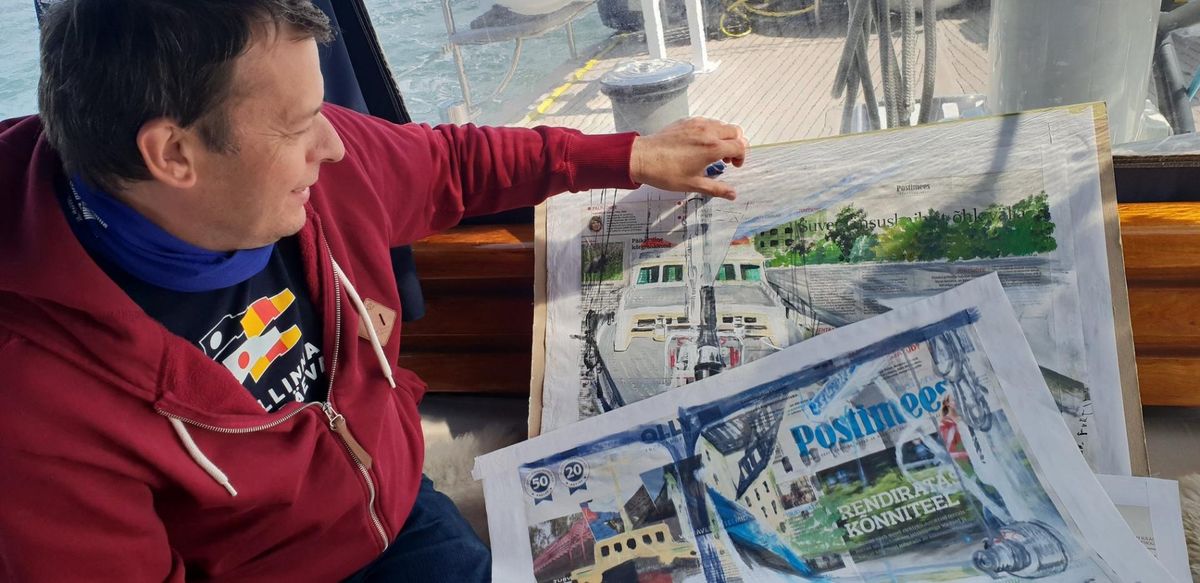 Kunstnik Roman Matkiewicz, kes Põhjameres kaks nädalat laevameeskonnaga seilas, lõi kokku 12 meremaali.