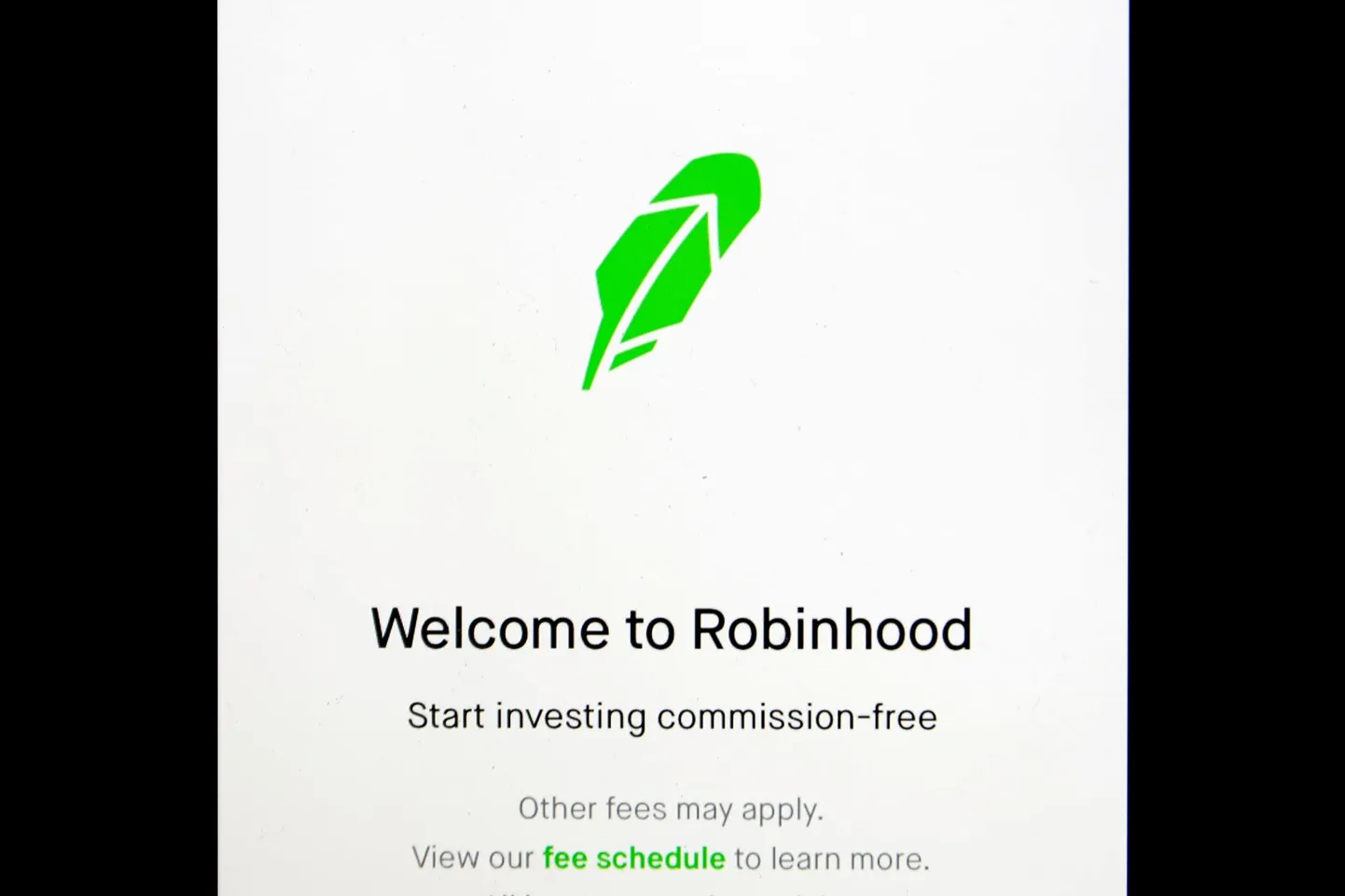 Kauplemisrakenduse Robinhood avalehekülg.