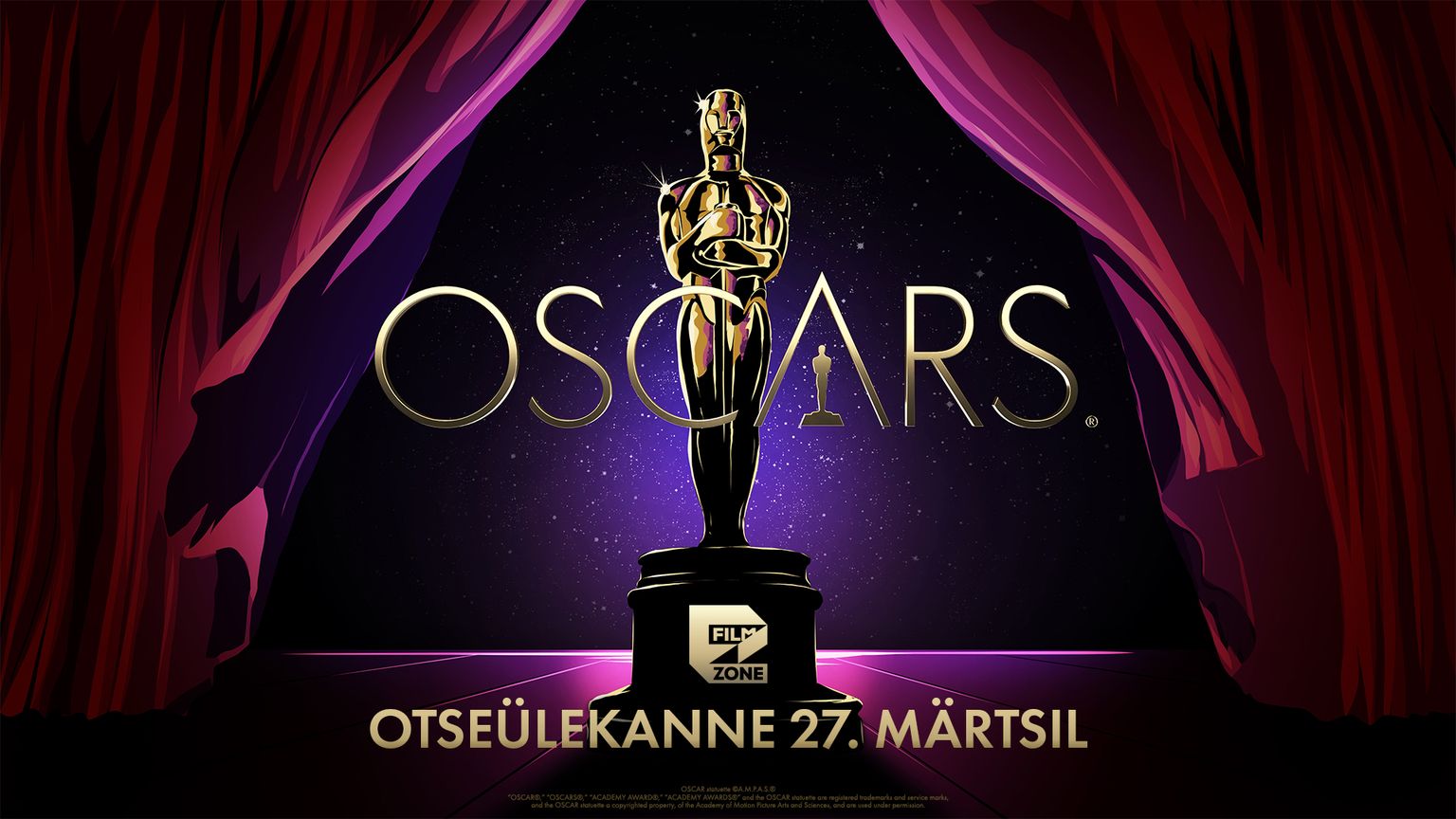 Oscarite otseülekanne on Filmzone'is vaadatav 27. märtsi ööl vastu esmaspäeva.