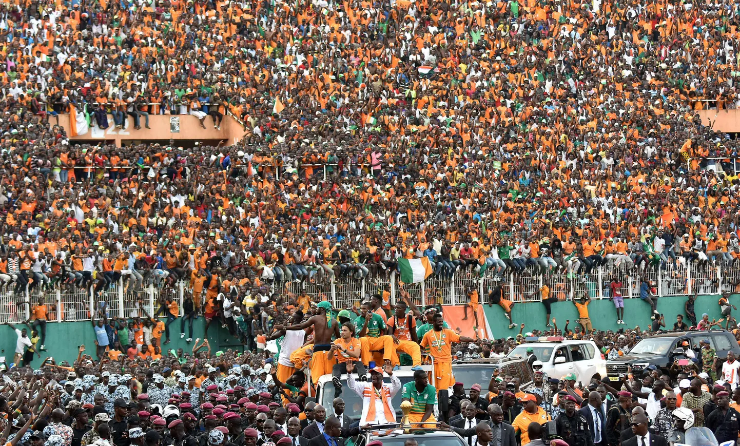 Чествование обладателей Кубка Африки в Абиджане.