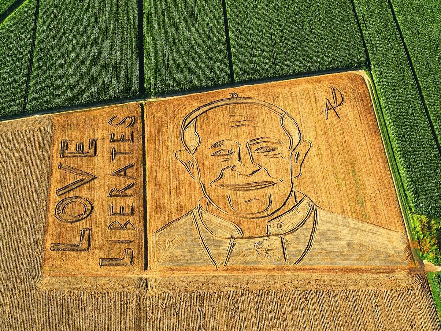 Kunstnik Dario Gambarini kündis põllule paavsti portree