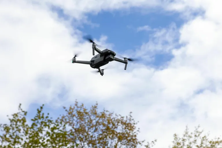 The Estonian Ministry of the Interior's initiative for an international drone wall hopes to bring unidentified drone traffic across borders under control. Pictured: a friendly drone flying over the city of Tartu.