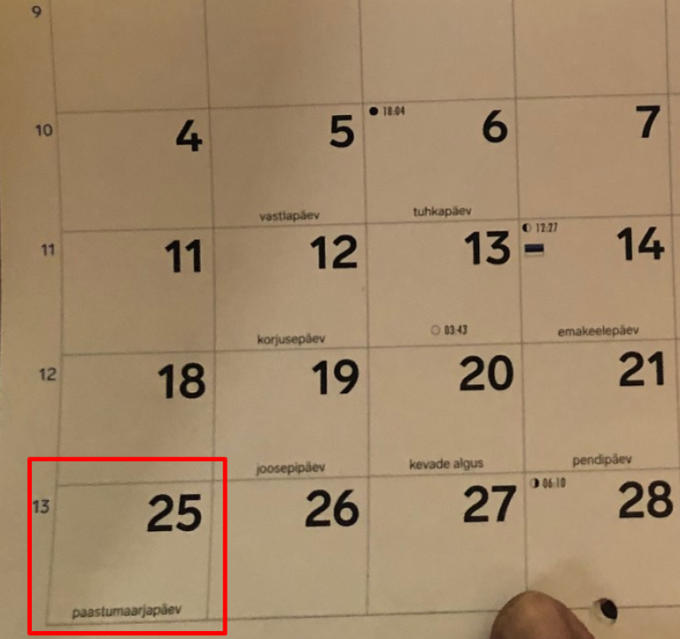 Pirita Linnaosa Valitsuse kalender