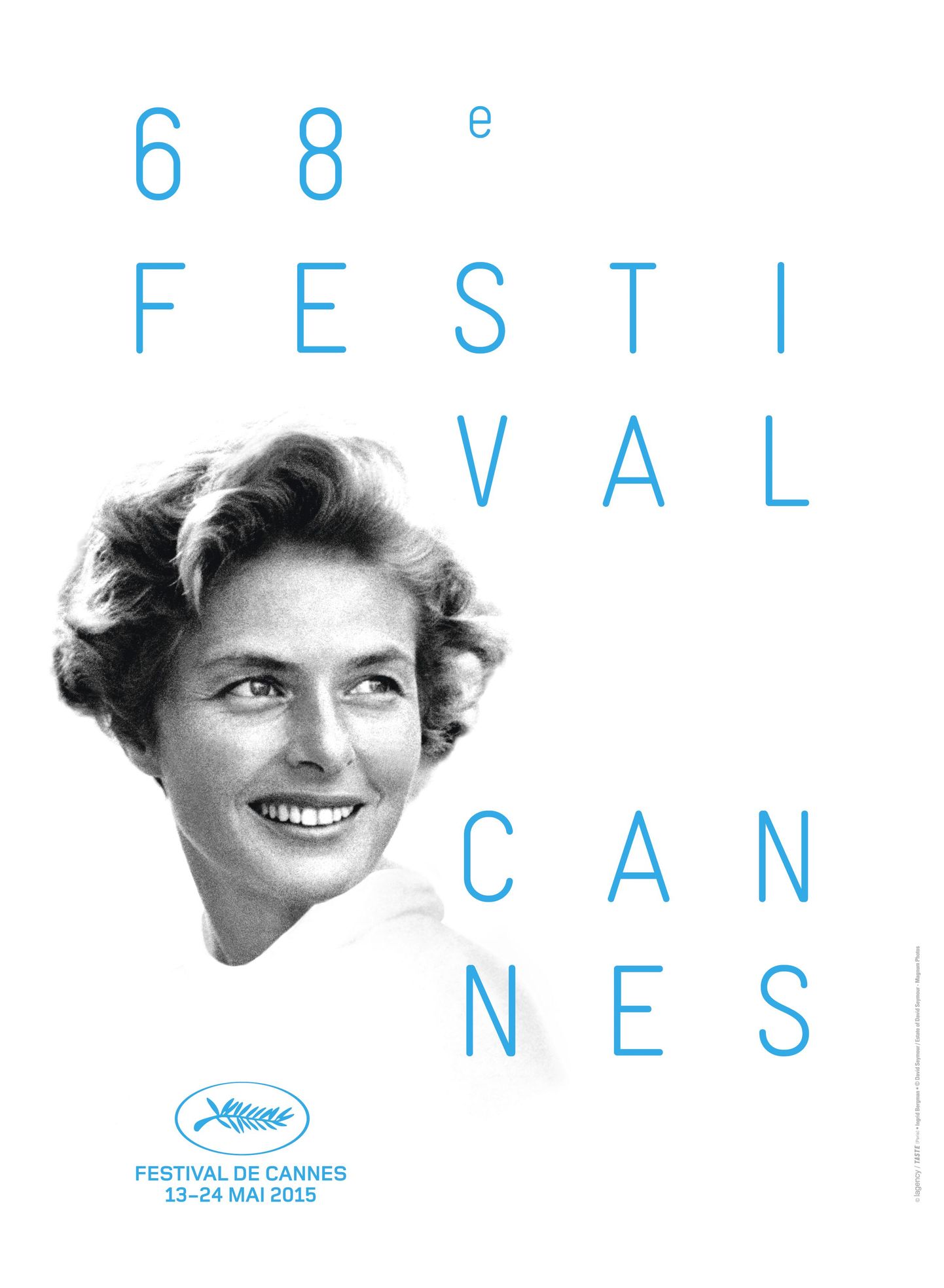 Cannes`i 2015 aasta filmifestivali reklaamplakat, millel on Ingrid Bergman