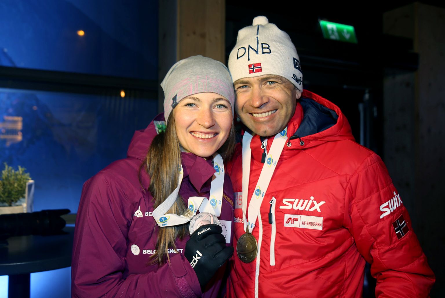 Darya Domratševa ja Ole Einar Bjørndalen
