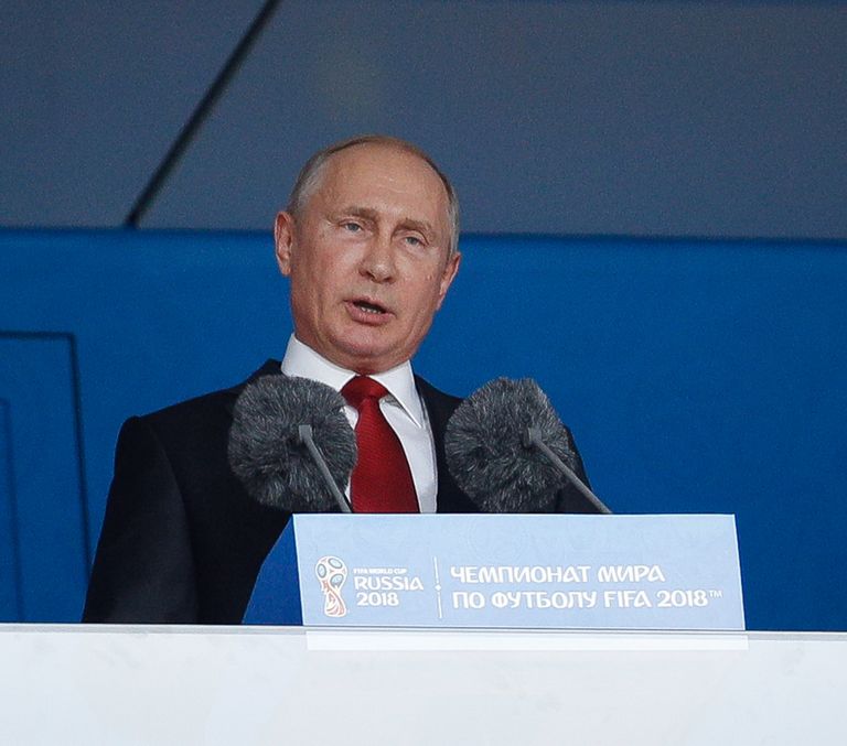Venemaa president Vladimir Putin MMi avatseremoonial kõne pidamas