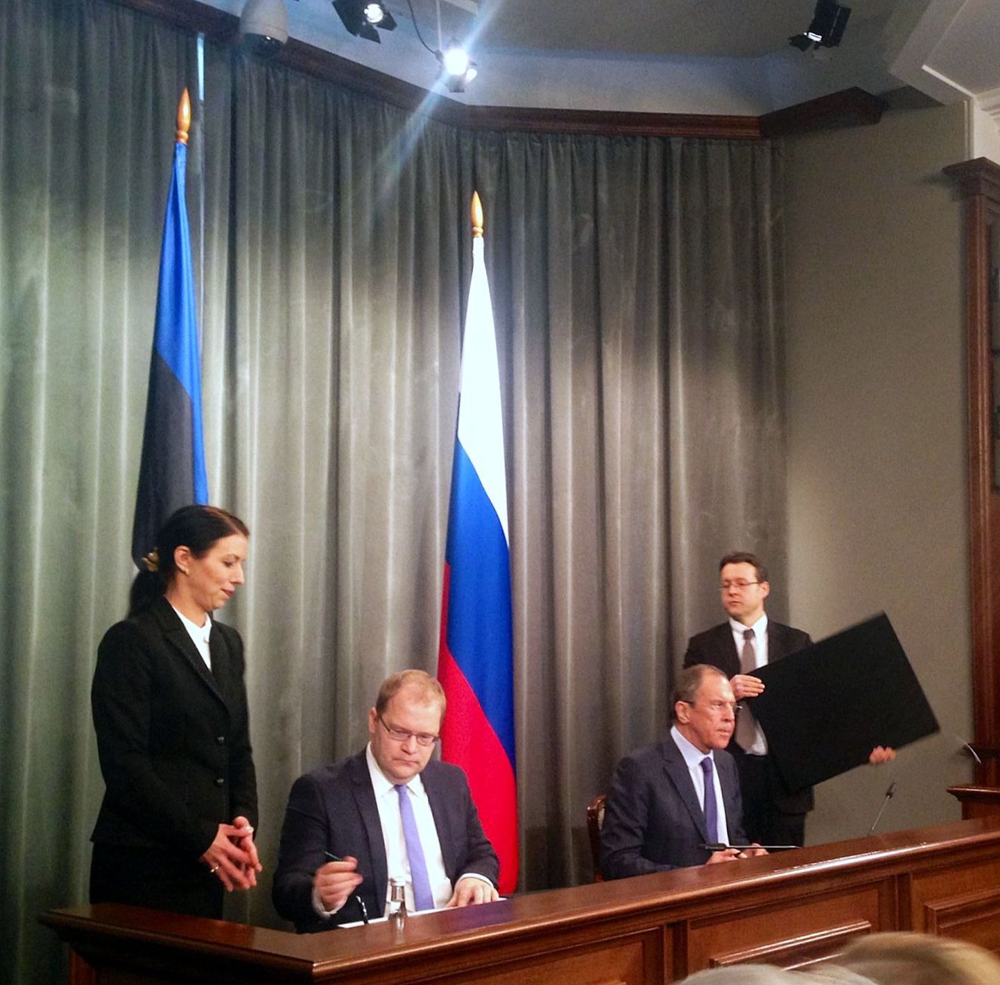 Foreign Minister of Estonia Urmas Paet signed border agreement in Moscow on 18th February 2014.