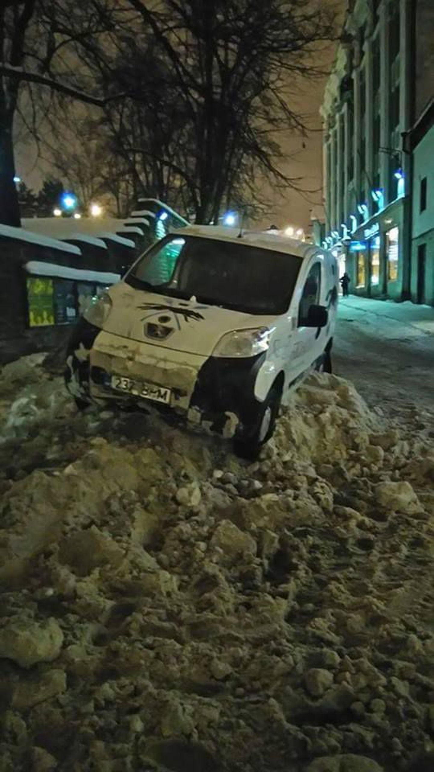 Juht parkis auto Tallinnas lumehange peale