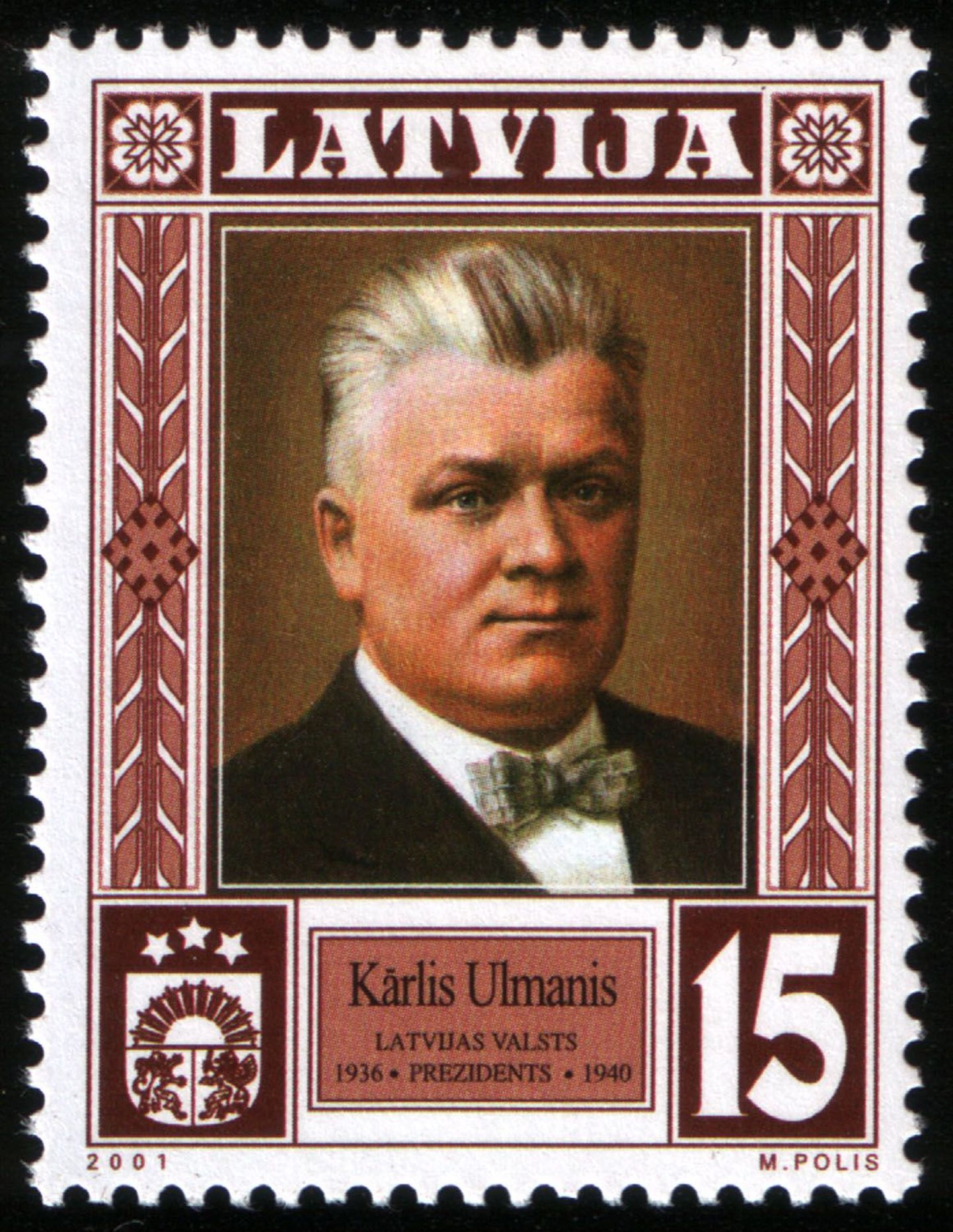 Karlis Ulmanis Läti postmargil.