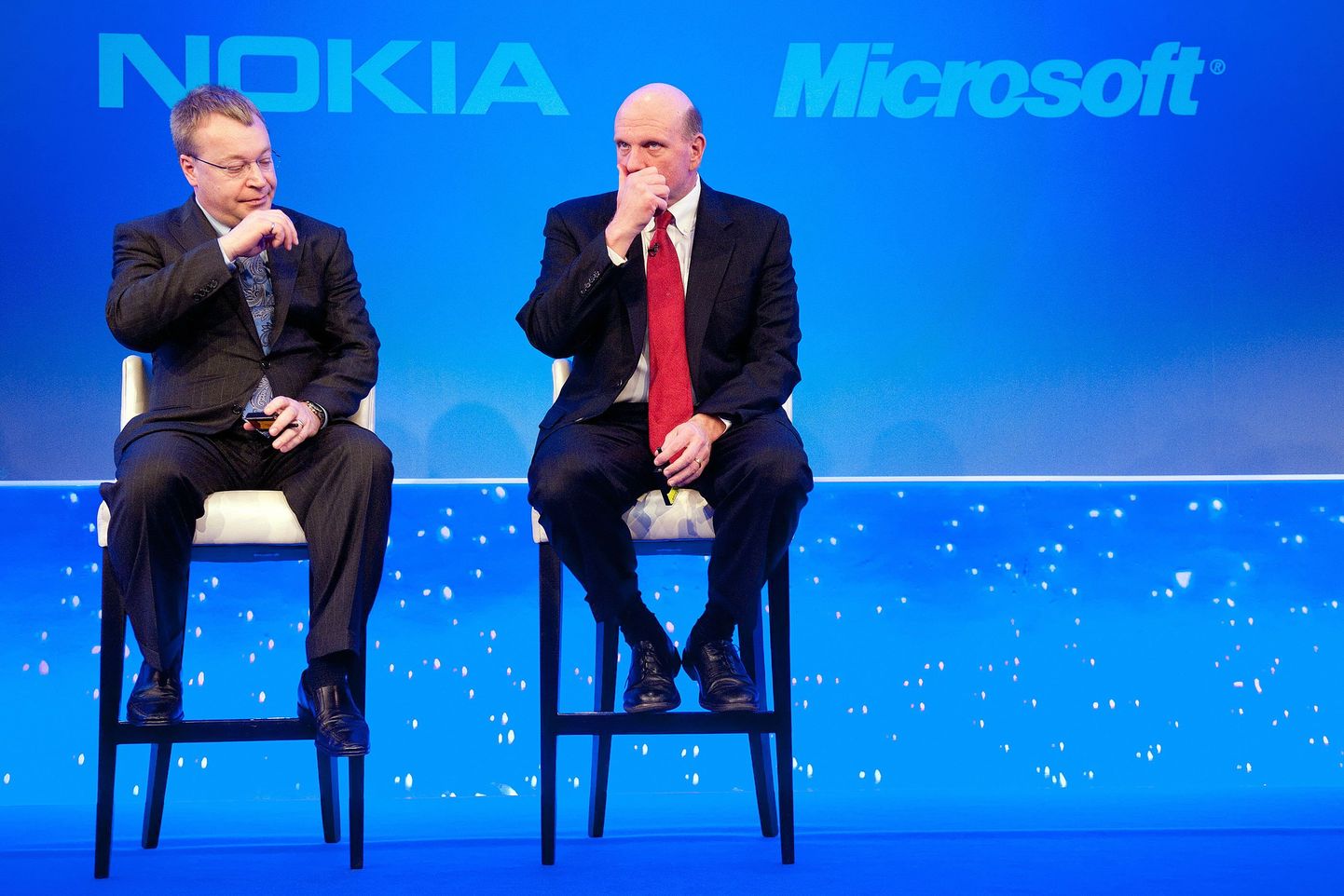 Nokia just Stephen Elop (vasakul) ja Microsofti juht Steve Ballmer.