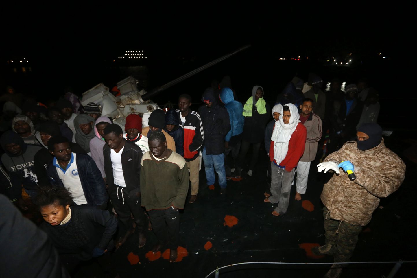 Liibüa rannikuvetest päästetud migrandid Tripolis jaanuari lõpus.