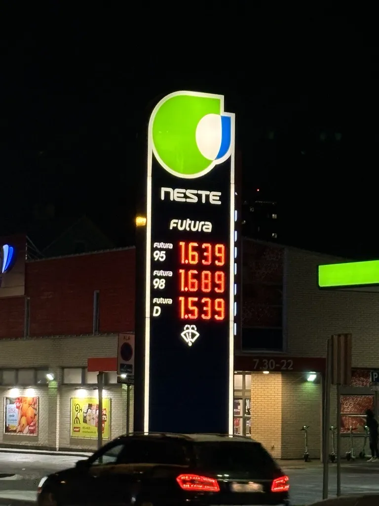 Kütusehinnad Neste automaattanklas 21.novembri õhtul