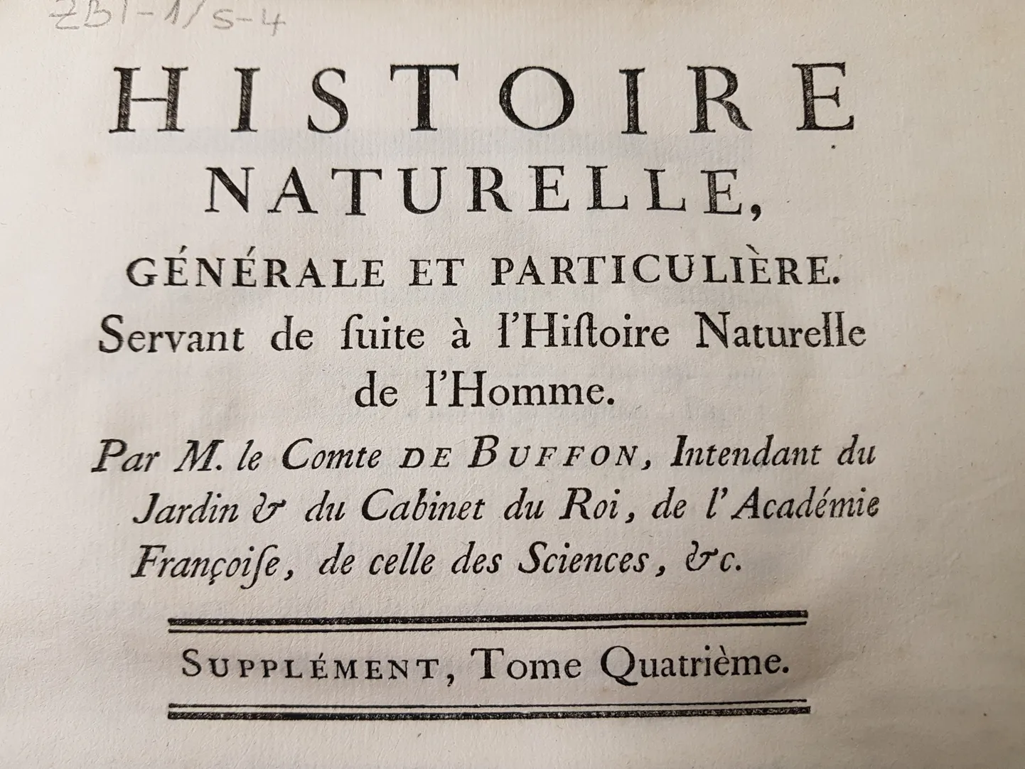 «Histoire Naturelle, générale et particulière» tiitelleht.