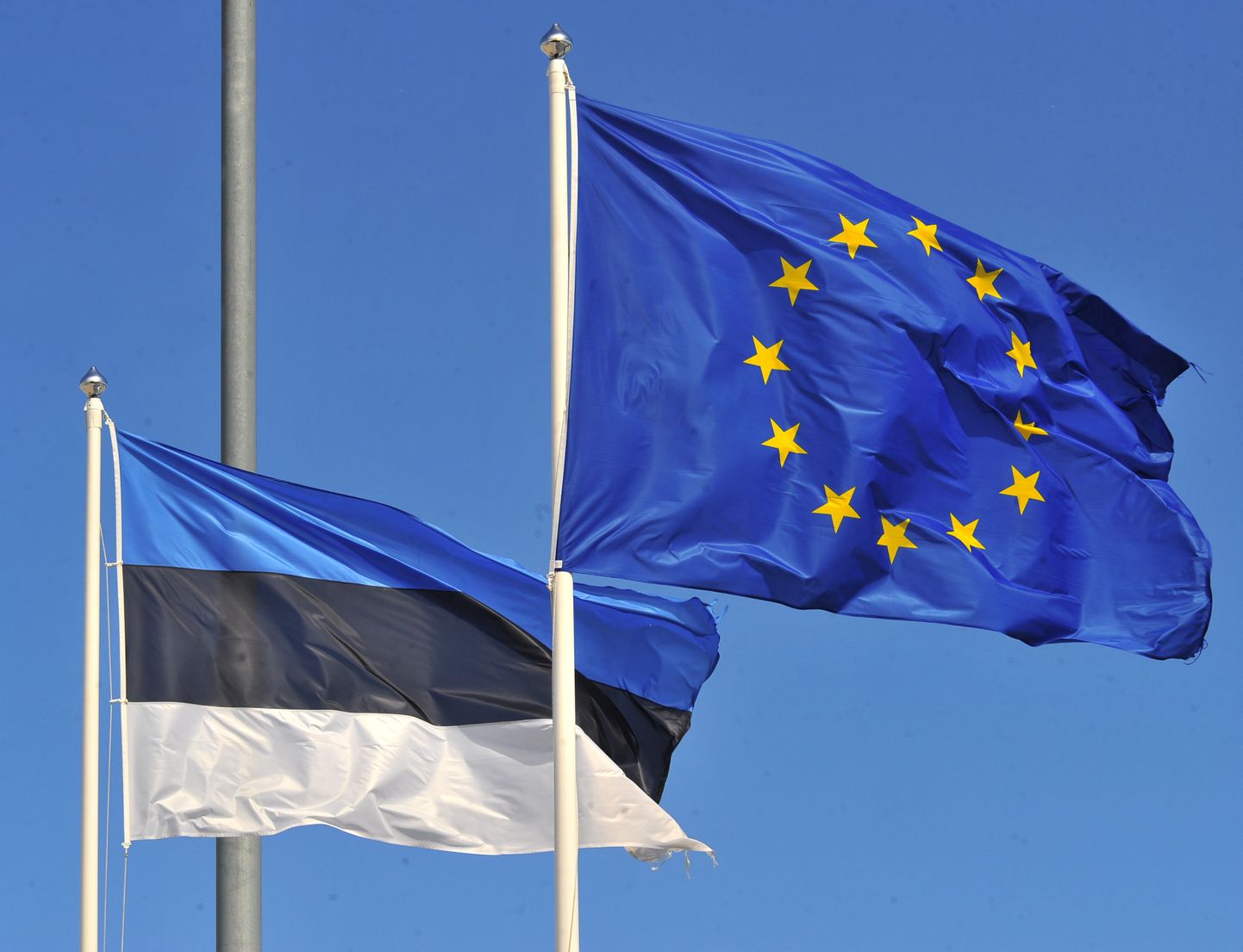 Eesti ja Euroopa Liidu lipp.