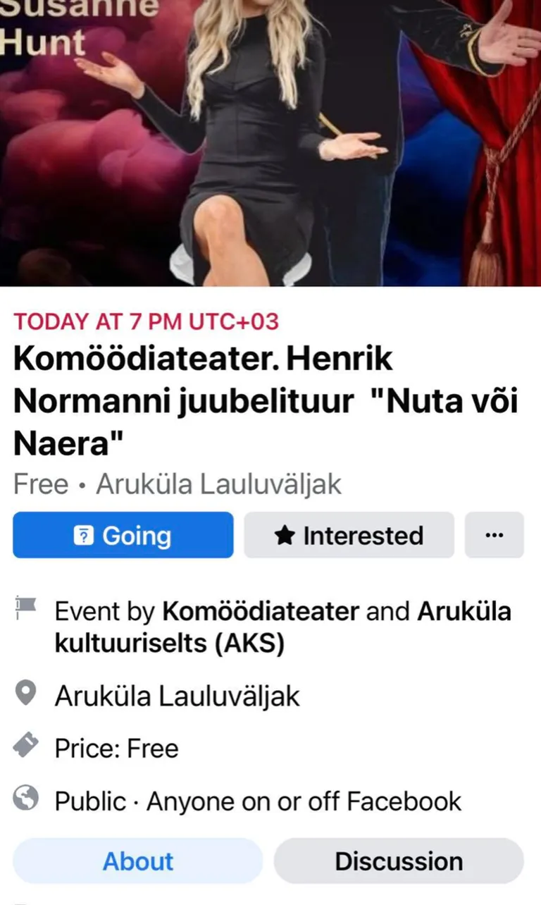 Ürituse lehel seisab, et etendusele pääseb tasuta.