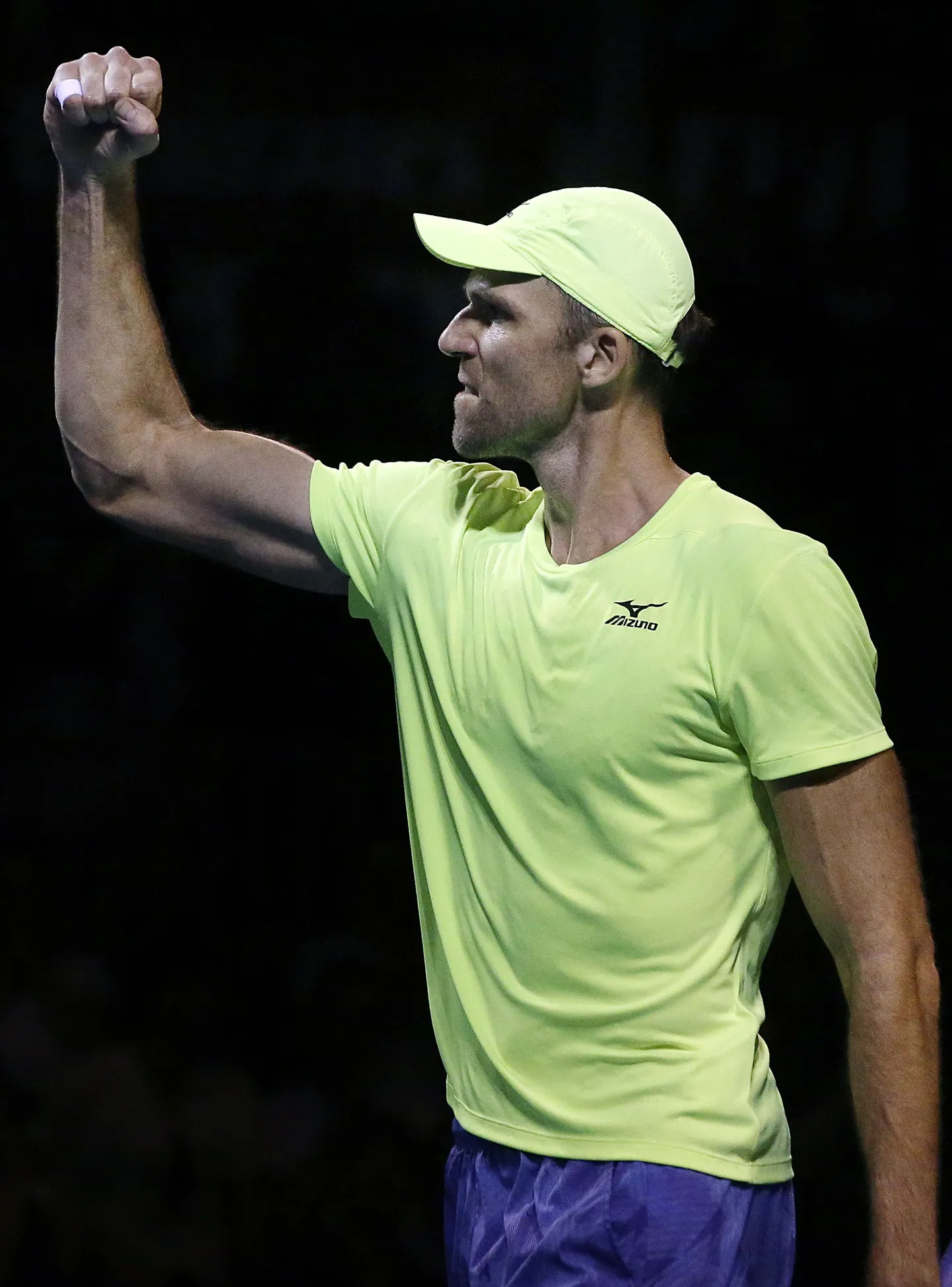 Ivo Karlovic tähistamast võitu Austraalia lahtistel tennisemeistrivõistlustel.