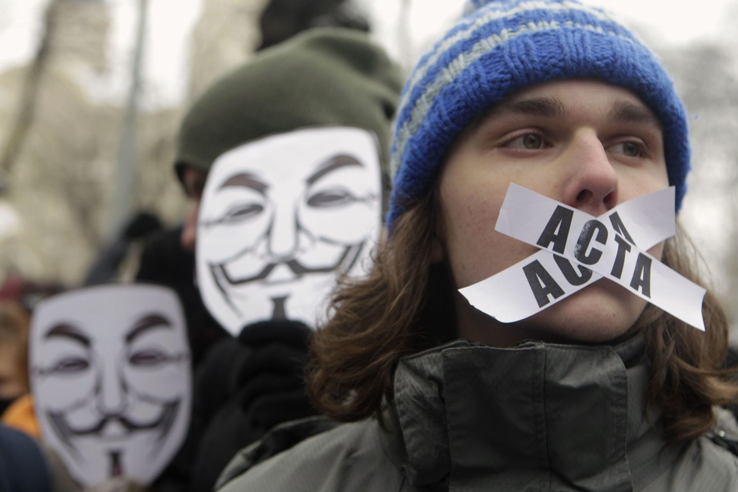 Демонстрация против ACTA в Риге