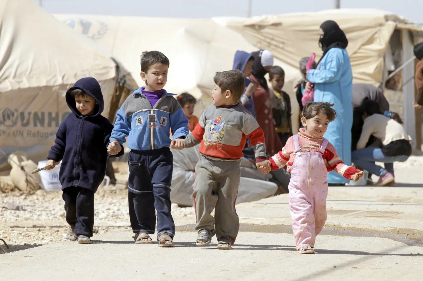 Süüriast põgenenud lapsed Jordaanias Za’atri põgenikelaagris.