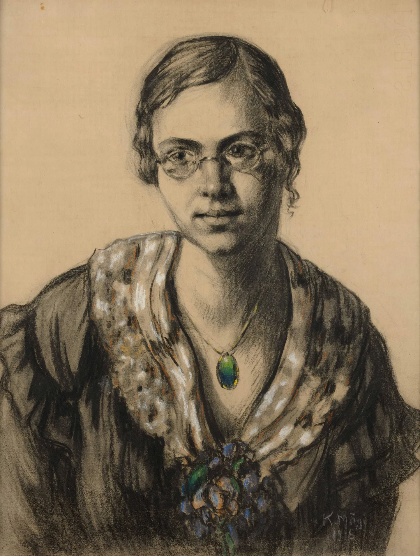 «Marie Reisiku portree», süsi, pastell, 1916