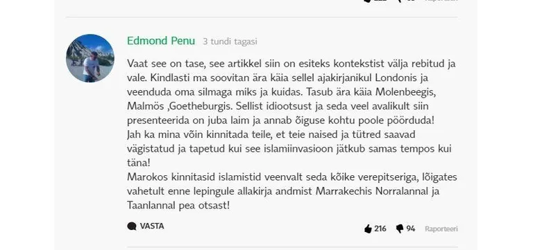 Pärnu linnavolikogu EKRE fraktsiooni liikme Edmond Penu kommentaar.
