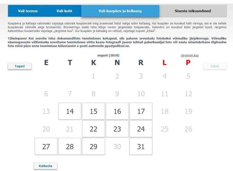 Online broneerimissüsteem annab esimese vaba aja alles augustis.