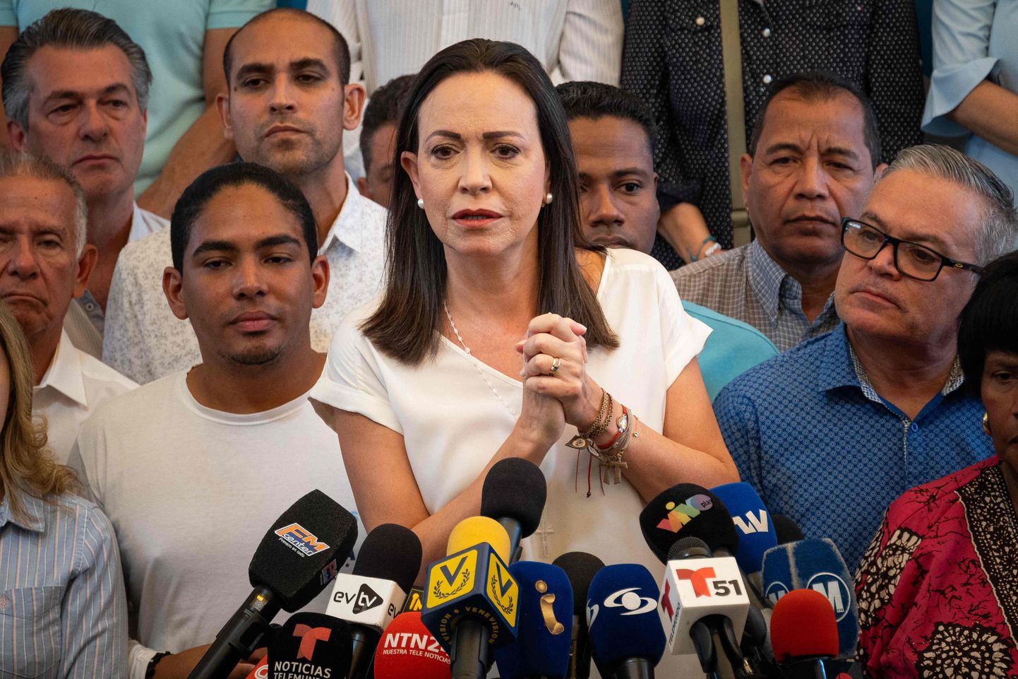Venezuela opositsioonijuht María Corina Machado rääkis 26. märtsil pealinnas Caracases asuvas partei peakorteris antud pressikonverentsil.
