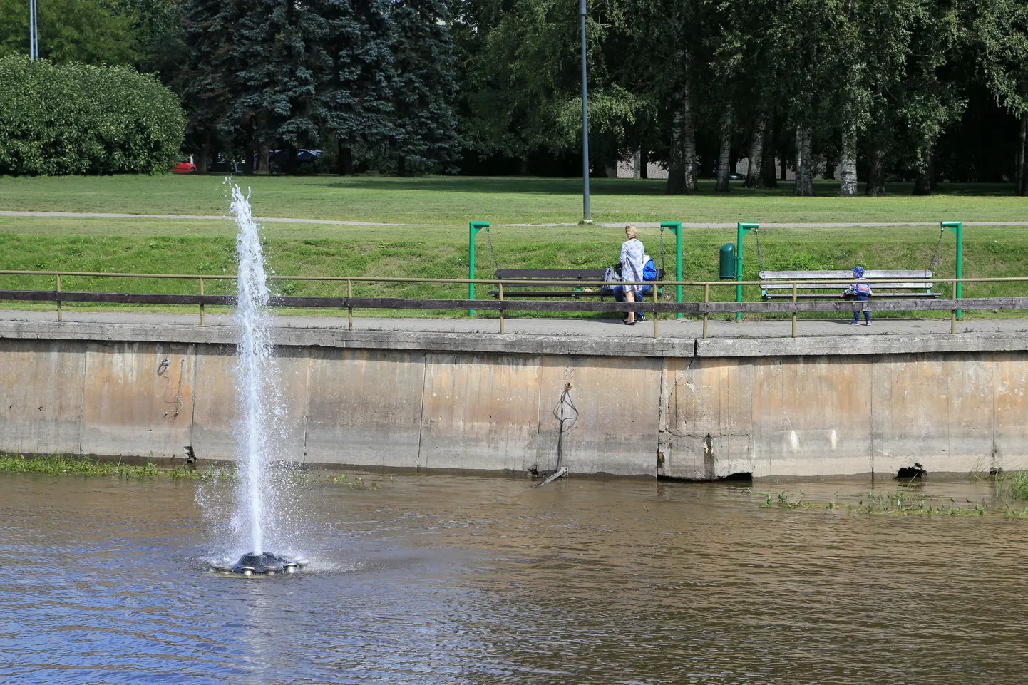 Pildil viimasel paaril aastal Emajõel pursanud ujuv purskkaev.