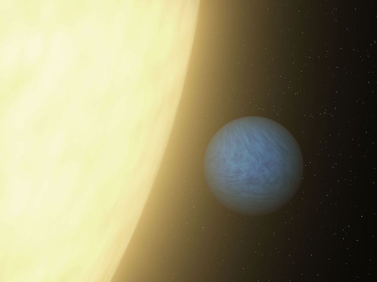 Kunstniku joonistus planeedist 55 Cancri-e ja tema tähest